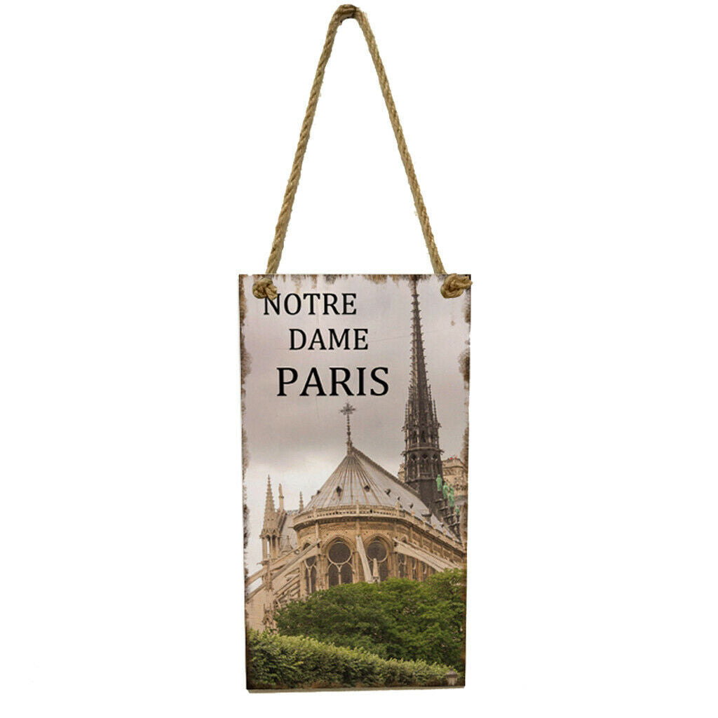 Hanging Wall Poster DIY Hanging Wooden Plaque Notre Dame de Paris Style 1