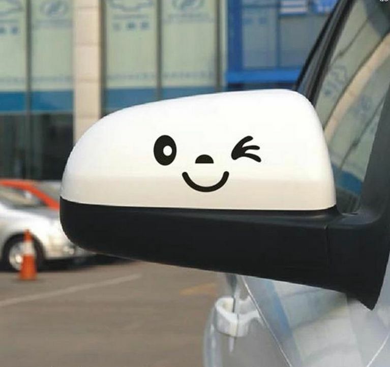 Car Stickers Pair Wink Smile Face Mirror Rearview Affixed Funny Decoratio.l8