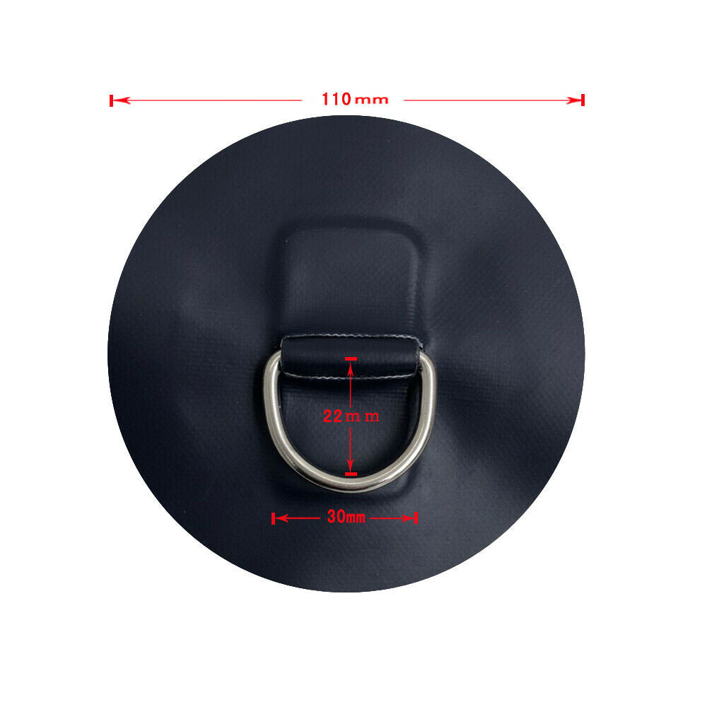 11cm 316Stainless Steel D  Pad/Patch for PVC Inflatable Boat Canoe Black