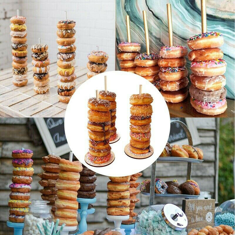 Wedding Decoration Donuts Wall Wooden Holds Stand Dessert Doughnut Tab.l8