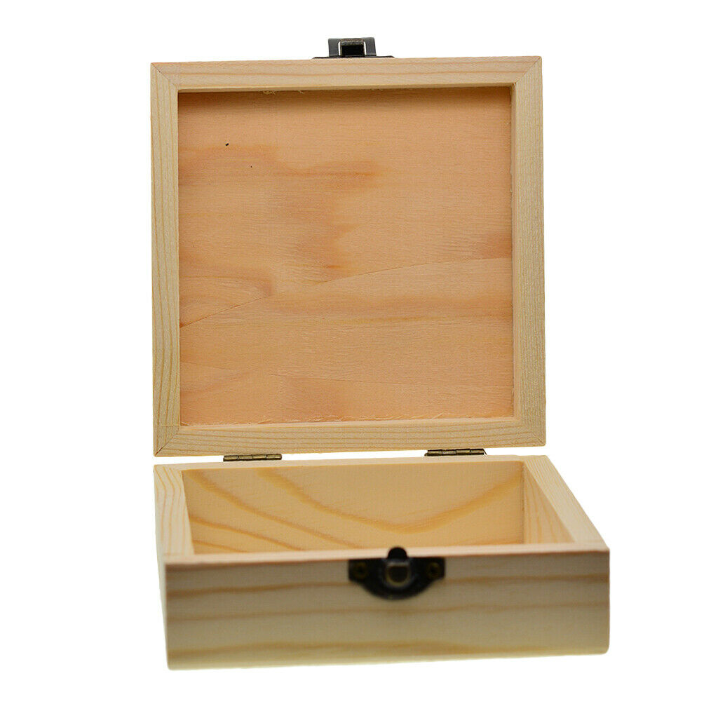 Wooden Jewelry Box Gift Box Unfinished Wood Storage Case Container Organizer