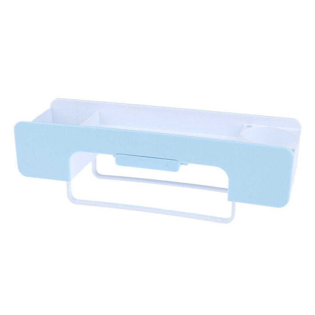 Stylish Multi Grooves & Moveable Hooks Design Bathroom Drain Rack Mint Blue