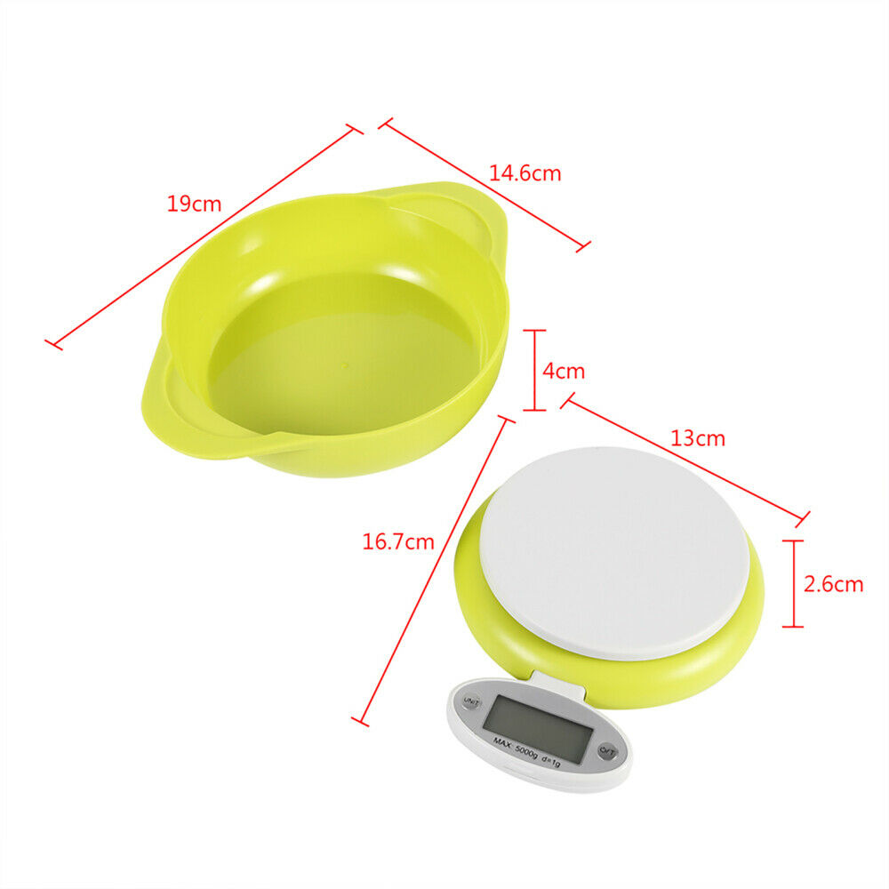1 x Foldable LCD display Digital Kitchen Food Scale 5kg with bowl Home Tool