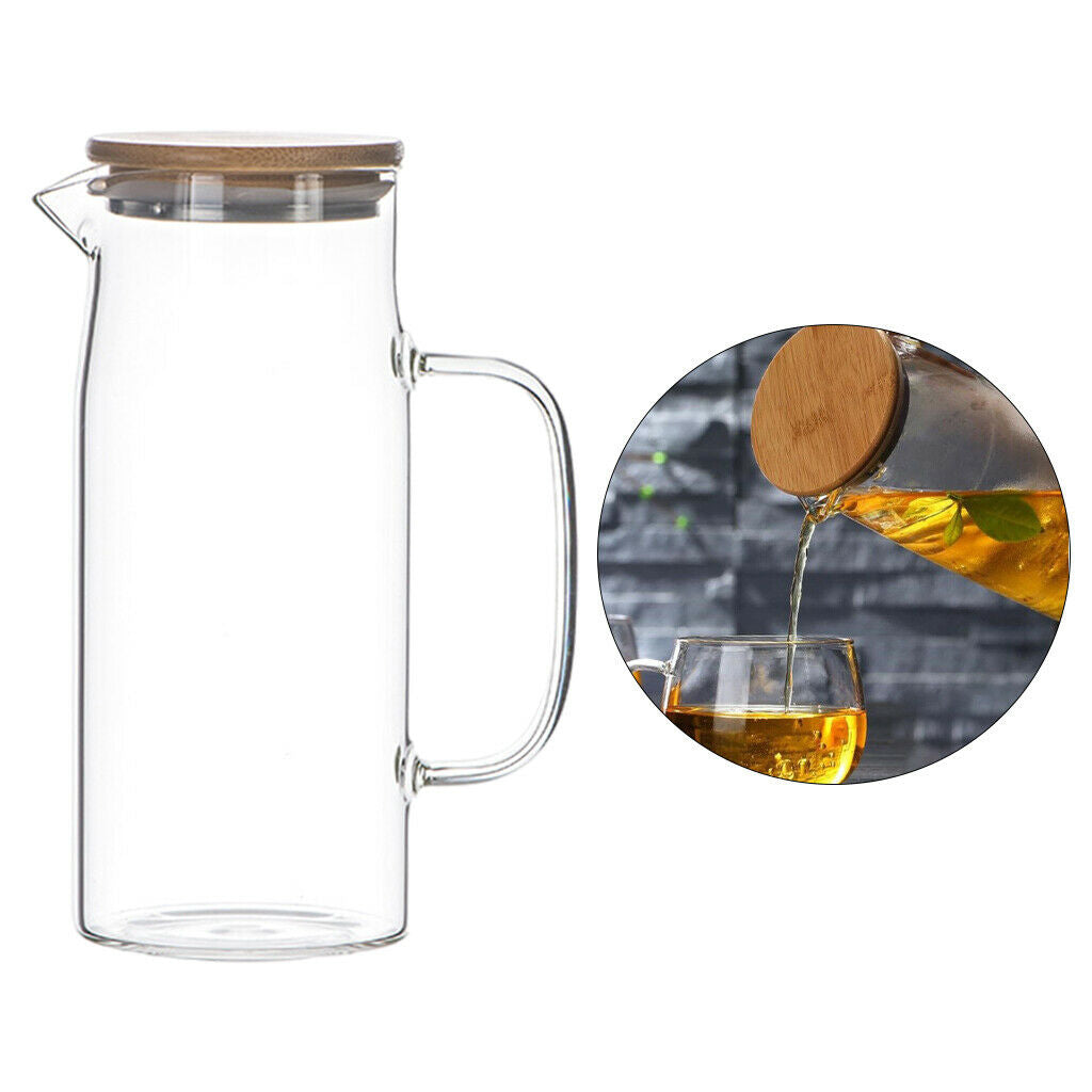 Glass Kettle with Lid for Water Iced Tea Milk Coffee Juice Serving 20x8cm A
