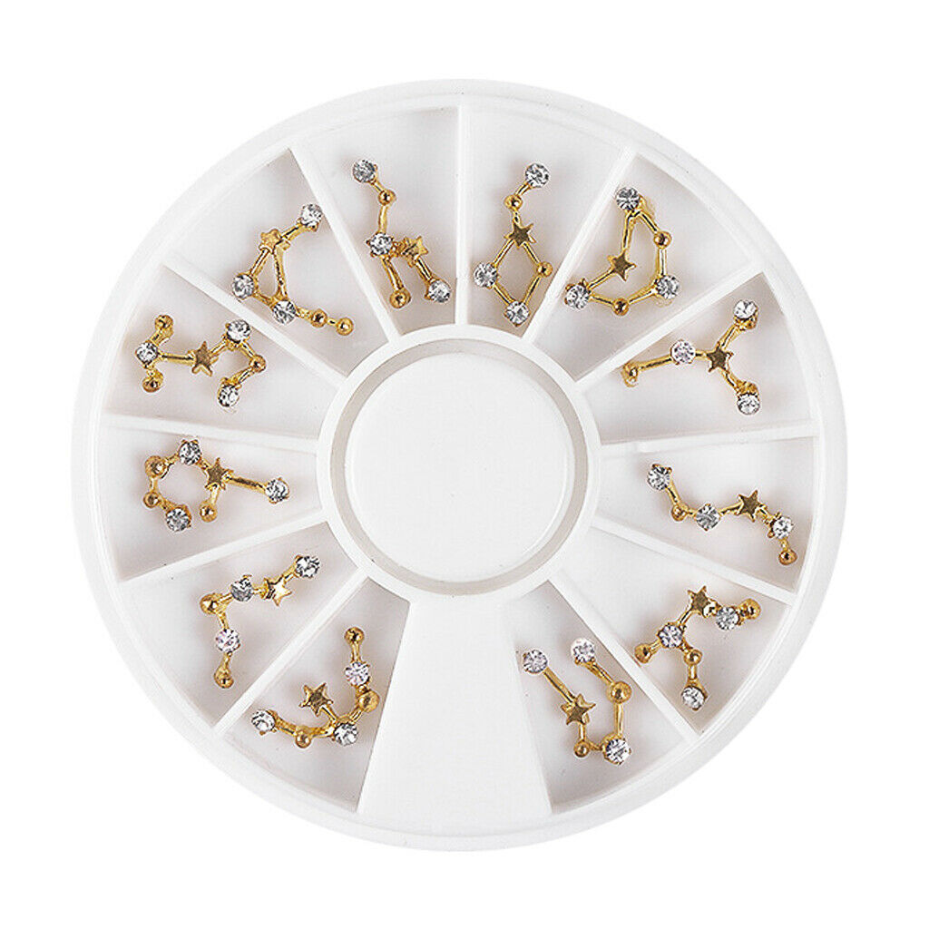 12x Nail Art Decoration Golden Shiny Constellations Natural Nails Jewelry
