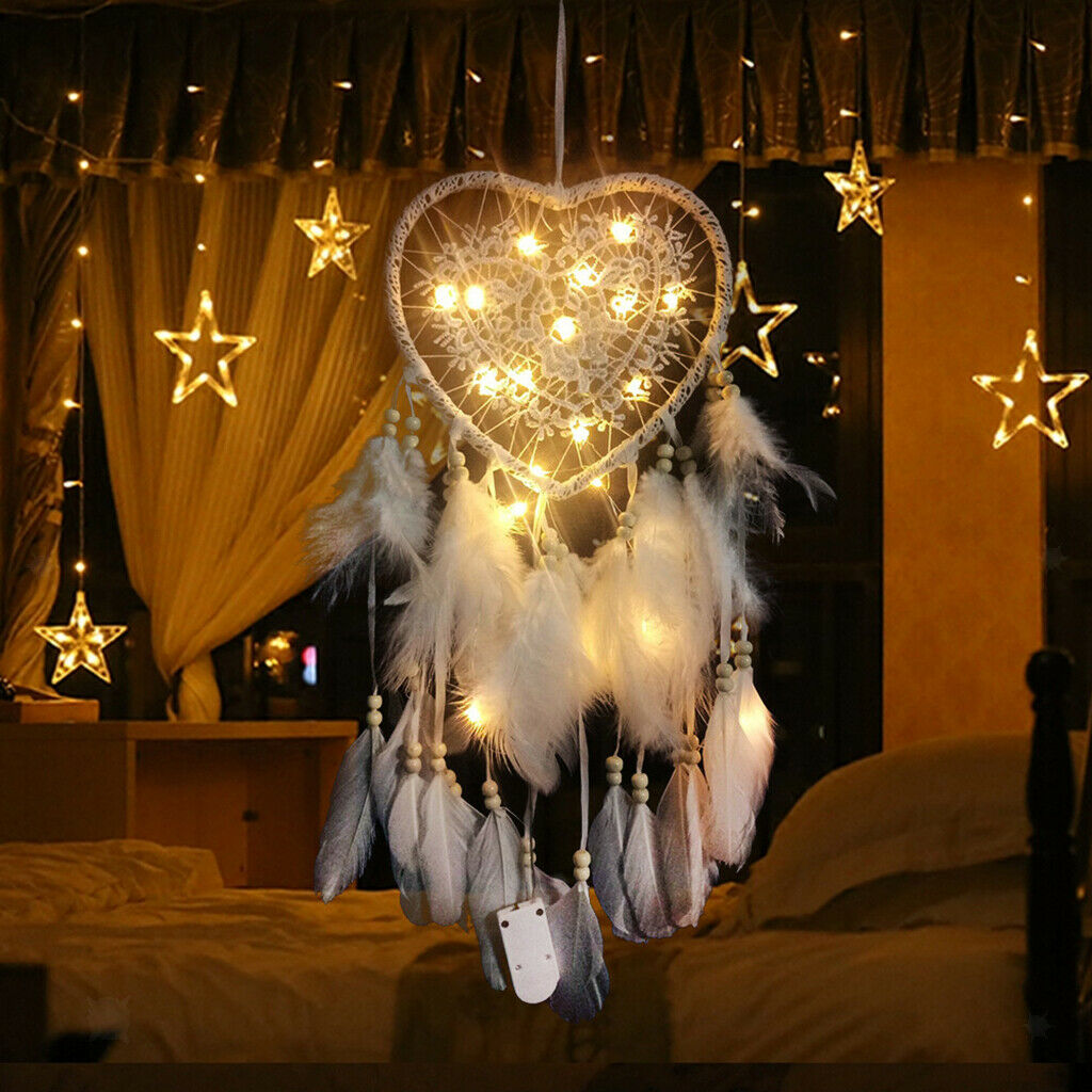 Handmade Led Dreamcatcher decoration with 60cm long, heart