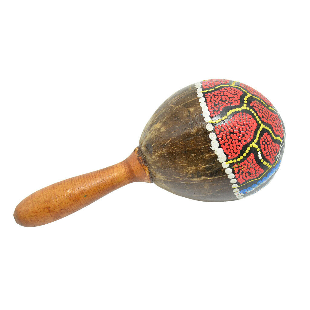 Coconut Shell+Wooden Hand Painted Maraca Sand Shaker for Kids Toys Gift