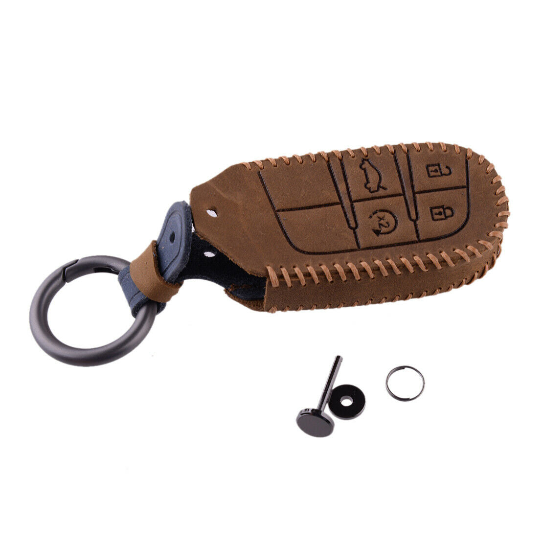 Leather Remote Smart Key Fob Case Cover fit for Dodge Durango Chrysler 300 etc