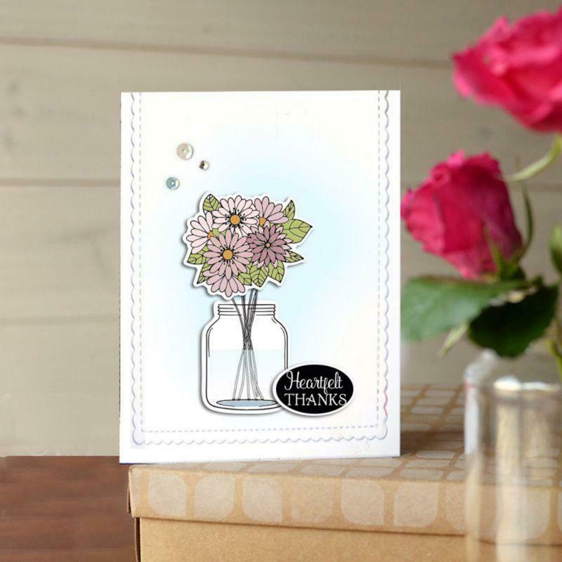 Flower Vase Seal Stamp with Cutting Dies Stencil Set DIY Scrapbooking Embossing