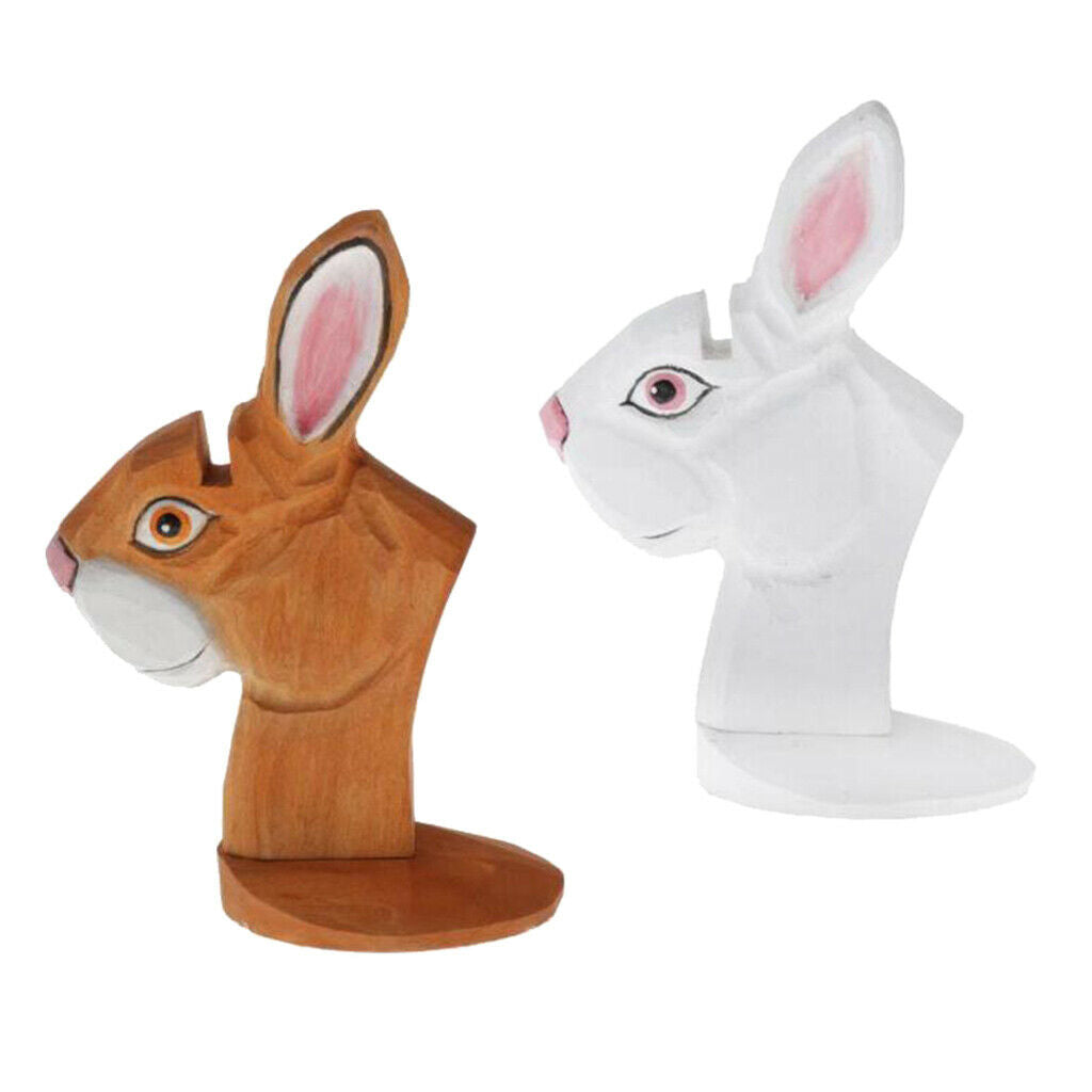 2pcs Wood Carving Rabbit Eyeglasses Holder Stand Rack Spectacles Display