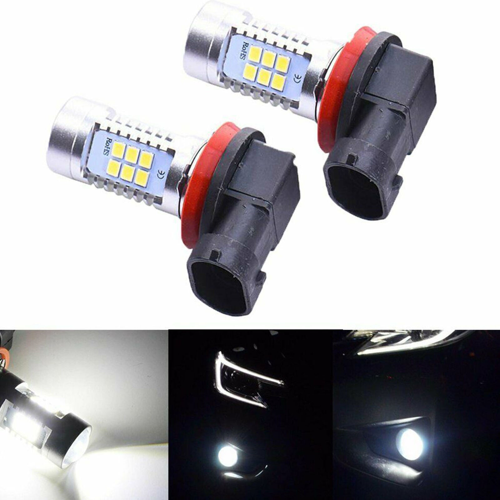 2X LED Fog Light Bulb H8 H9 H11 Fog Light Bulb 6000K White High Power 200W Lamps