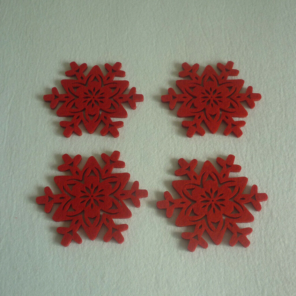 4x Snowflake Cloth Felt Mug Coasters Coffee Table Drinks Cup Place Mat 3.9in