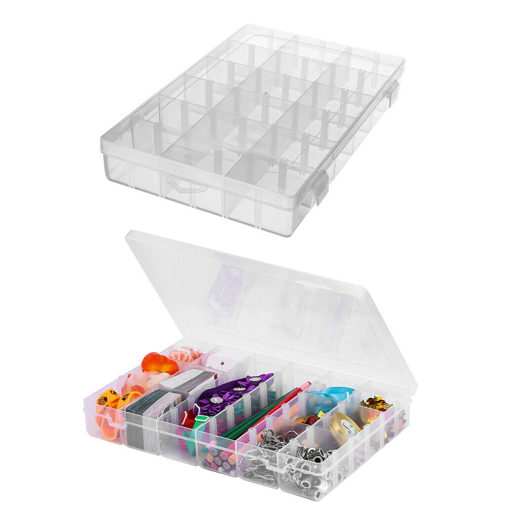 Clear Plastic Jewelry Storage Box Case Craft Organizer Bead 18 Grids