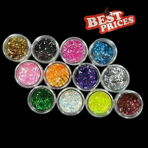 12 Color Shiny Glitter Powder Nail Art Tool Kit Acrylic UV Dust Gem Polish