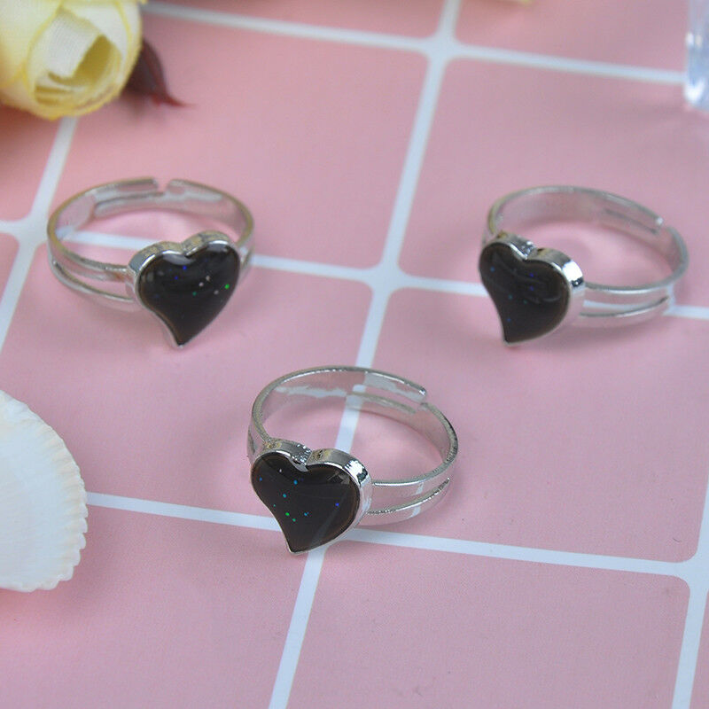 Mood ring band color changing by temperature ajustable heart ~GQPTUKSJUKL fg Qx