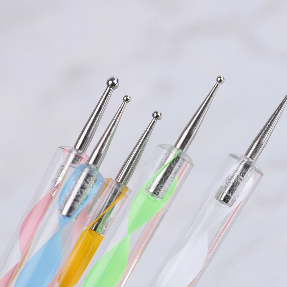 5pcs 2 way marbleizing dotting manicure tools painting dot pen nail art paint Kt
