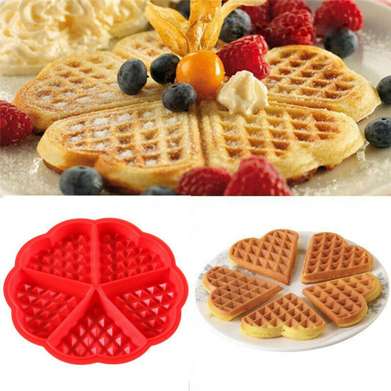 Baking Heart Shape Silicone Waffle Mold Cake Mould Non-stick Kitchen Bake.l8