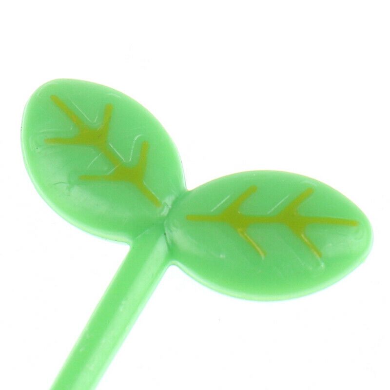 8pcs Fruit Fork Toothpick Leaves  Lunch Box Bento Salad Tiny Fork Cake Fo.l8
