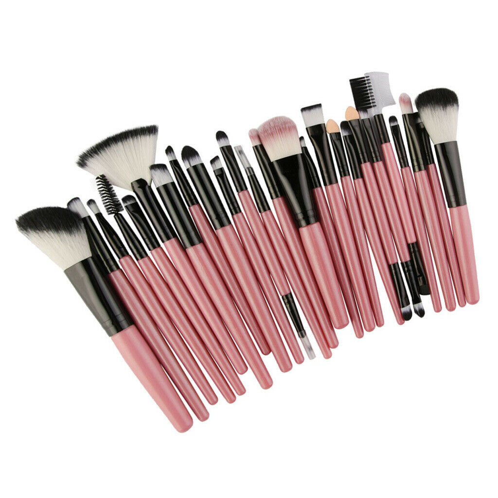 25x Pro Makeup Brushes Set Blush Contour Blending Lips Brush Kit Pink Black