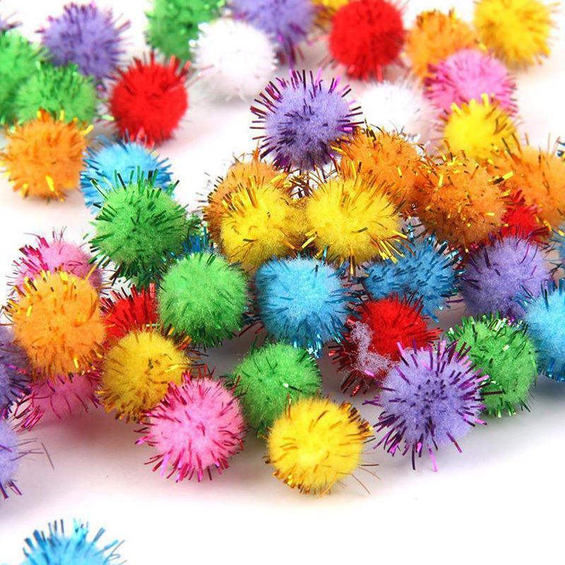 Lots 100 Birds Cage Play Pompom Balls Toys For Cat Birds Kitten Parrots