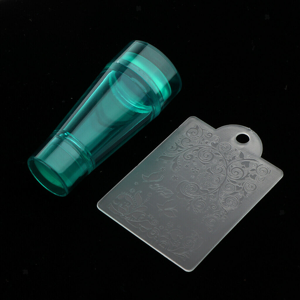 Nail Art Stamping Stamper Kit With Image Plate Manicure Tool DIY Green