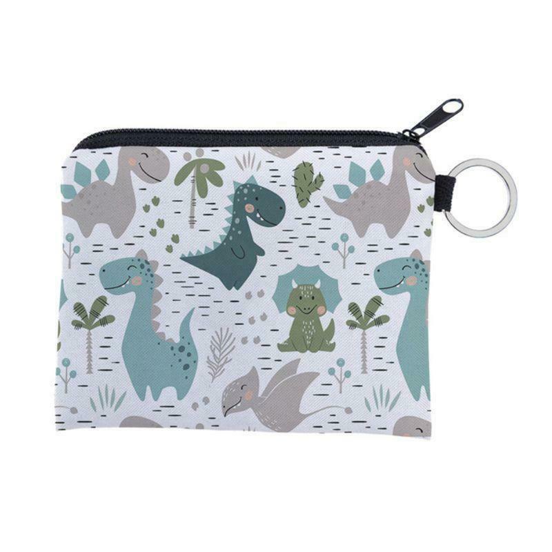Unisex Cartoon Dinosaur Pattern Coin Card Key Ring Wallet Pouch Mini Purse Small