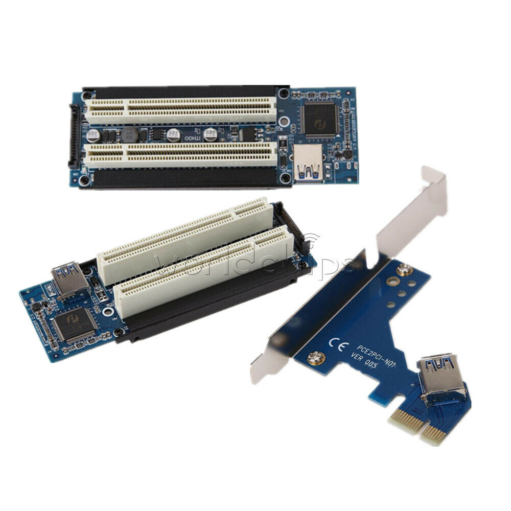 2.6 FT PCI-E Express X1 to Dual PCI Riser Extend Adapter Card With USB 3.0 Cable