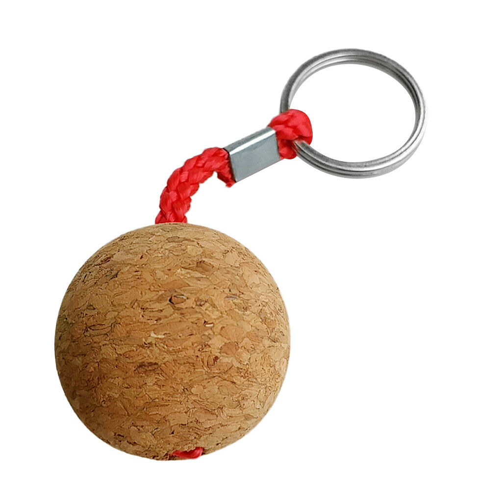 2 Packs Lightweight Cork Wooden Buoyant Keyring Ball for Marine Accessories