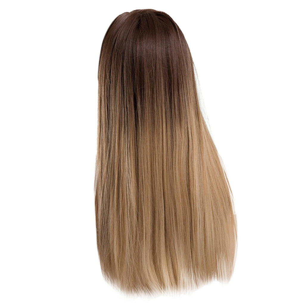 Synthetic Wig Long Straight Wig Heat Resistant Wig for Women Gradient Color