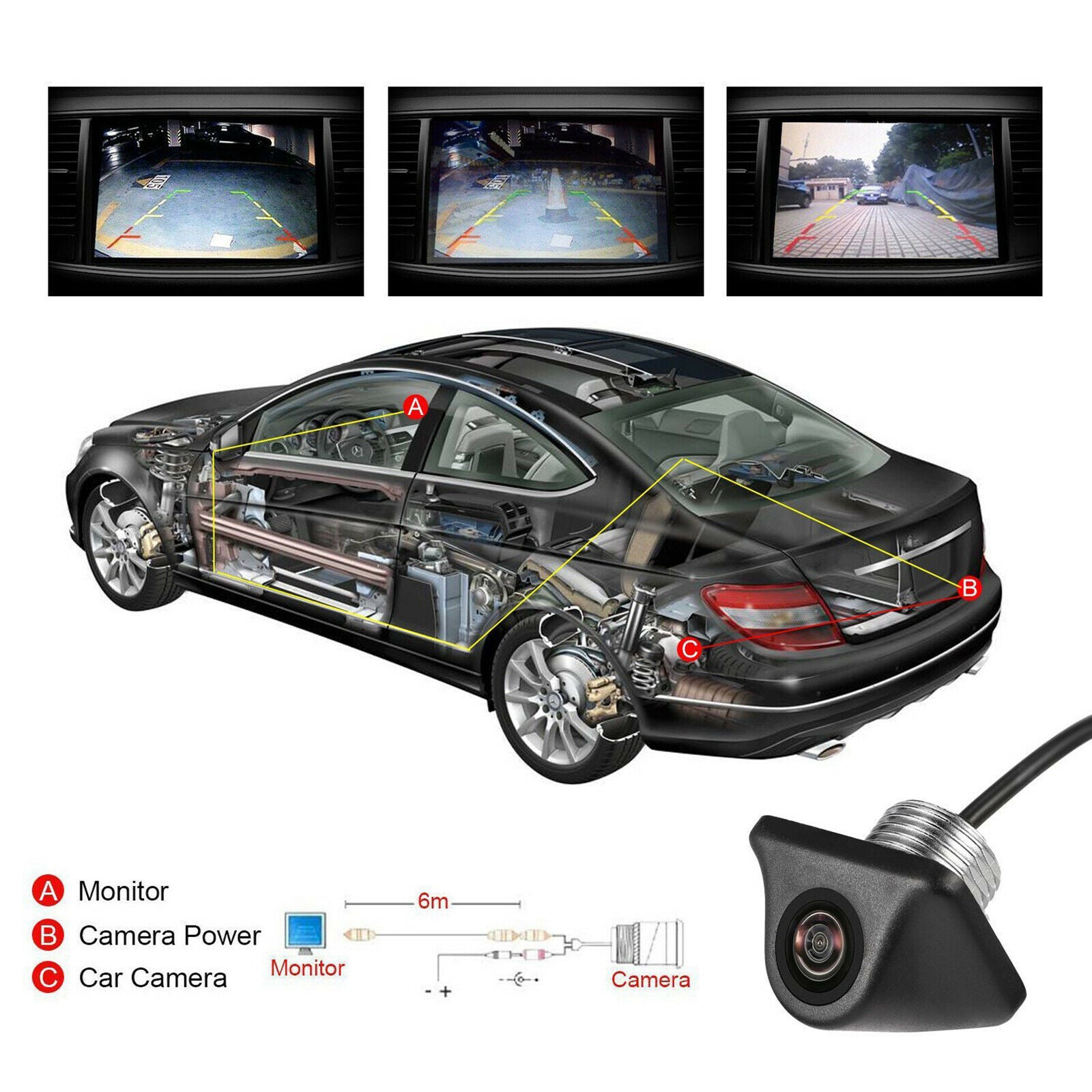 Universal 170 Degrees CMOS Car Rear View Reverse Backup Camera HD Cam Kit