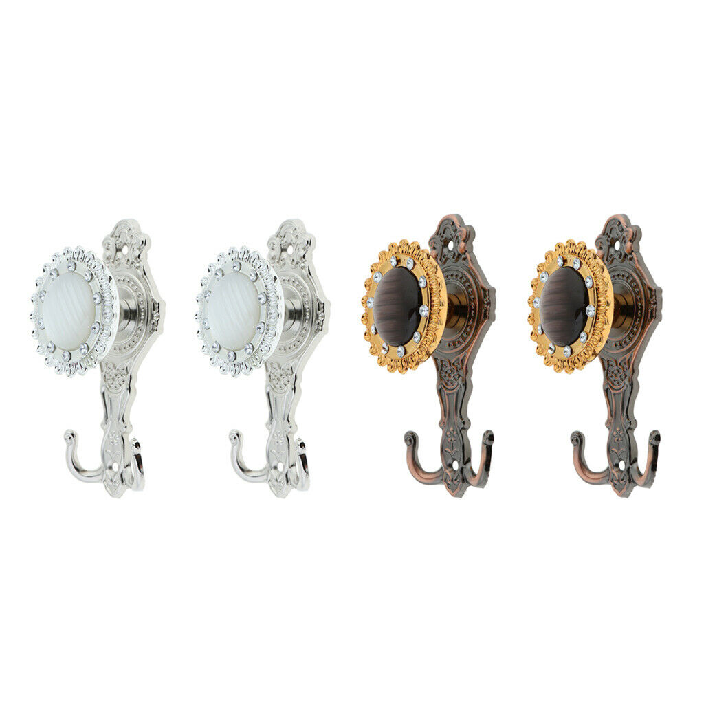 2 Pairs Wall Hook Curtain Holdbacks Coat Hat Hook Drapery Tiebacks 15x7x4cm