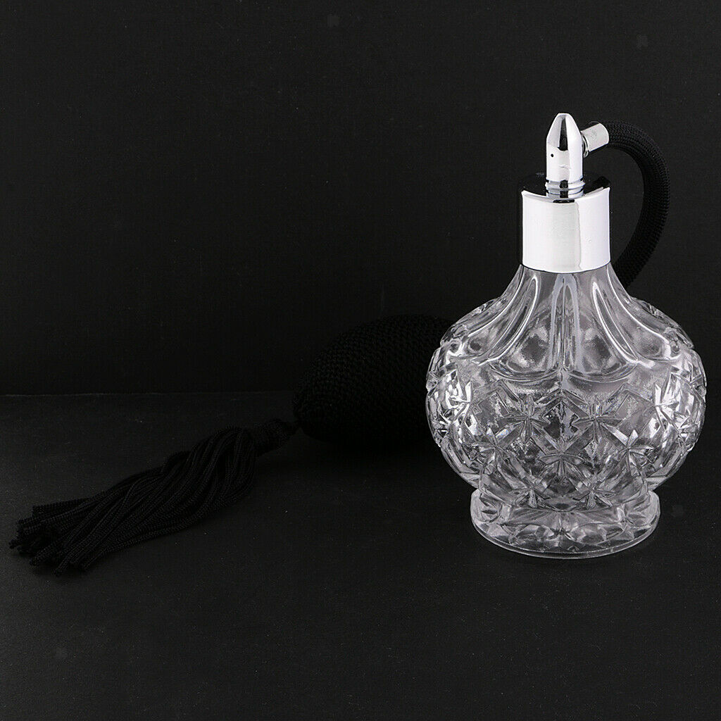 2pcs Clear Glass Empty Perfume Bottle Long Spray Refillable 100ml Red&Black