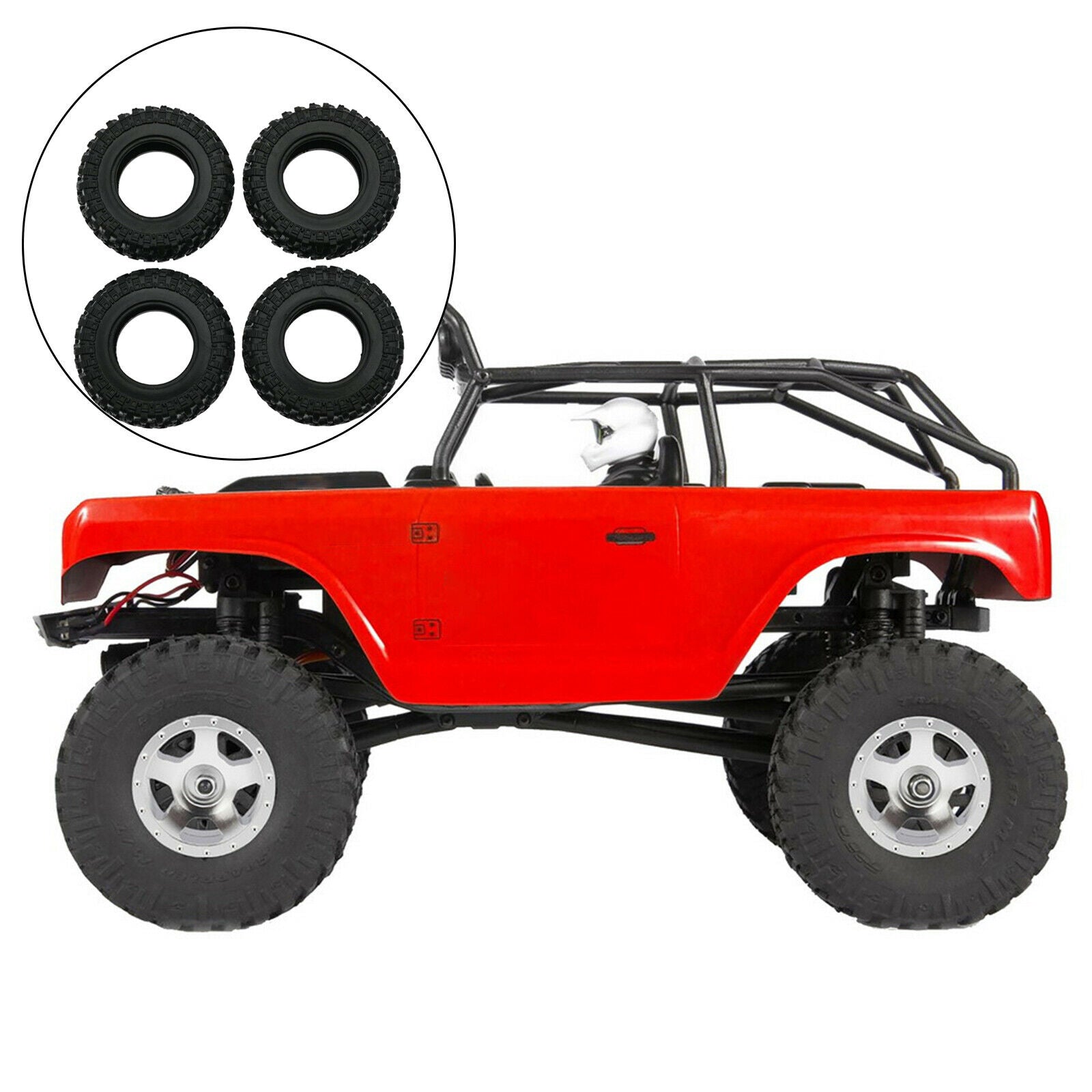 4Pieces RC Rubber Tires Set for Axial SCX24 AXI90081 Crawler Car Buggy