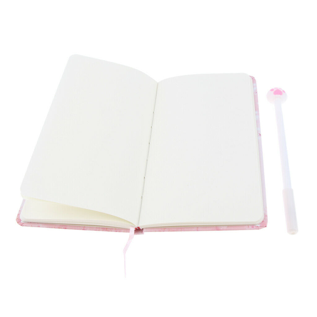 Cute Kitten Hardcover Writing Notebook Pack with Gel Pen #2 Cherry Blossom