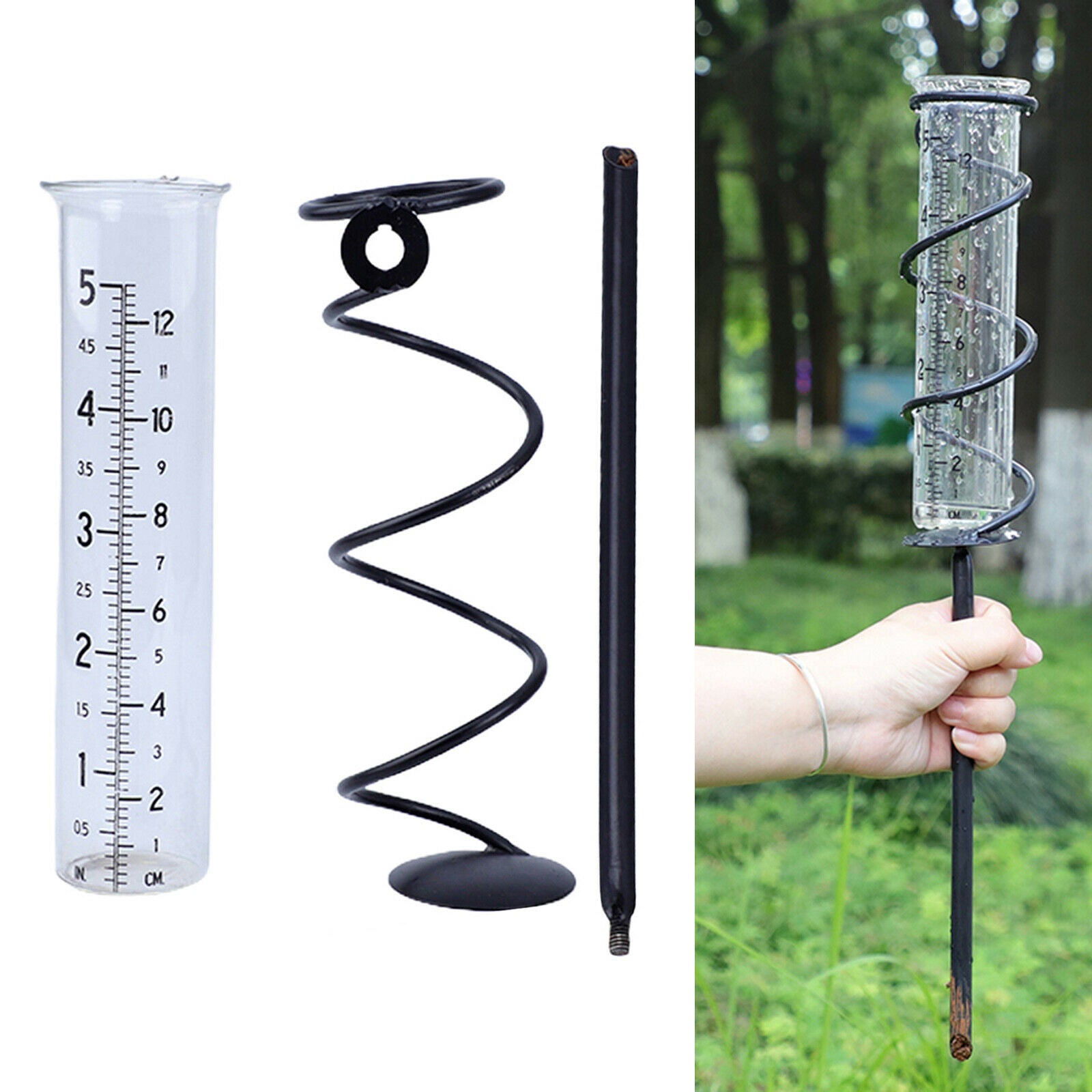 Glass Rain Gauge Accurate Rain Meter Measurement for Garden Patio Yard Clear