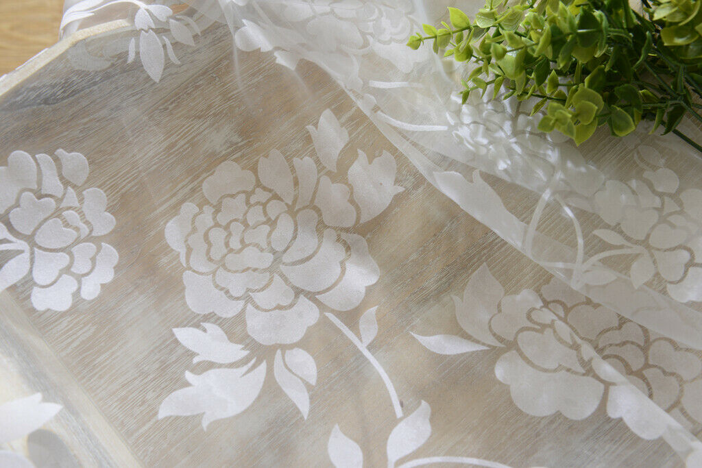 Flocking Peony Sheer Voile Curtain Window Balcony
