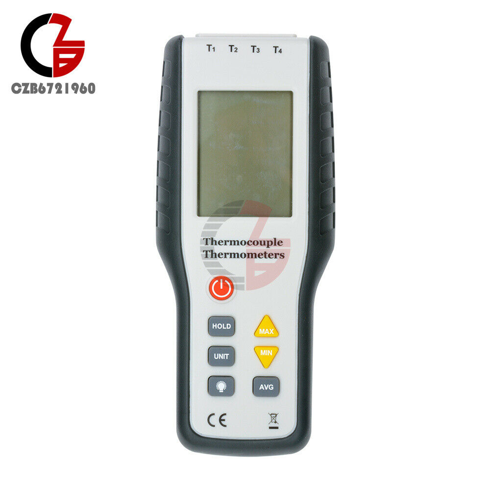 4-Channel K-Type Digital LCD Thermometer Thermocouple Sensor -200~1372°C/2501°F