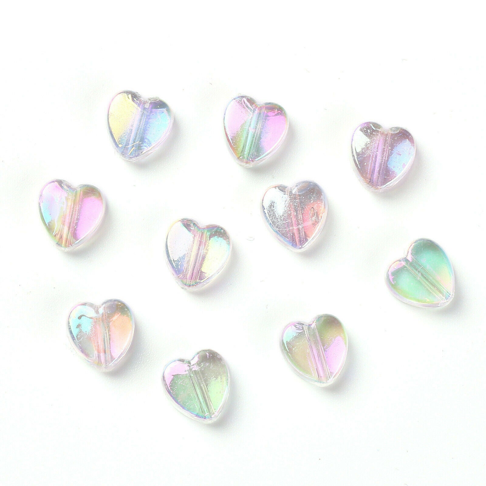 100pcs Acrylic 8x8x3mm Shiny Heart Shaped Loose Beads Spacer Beads DIY Findings