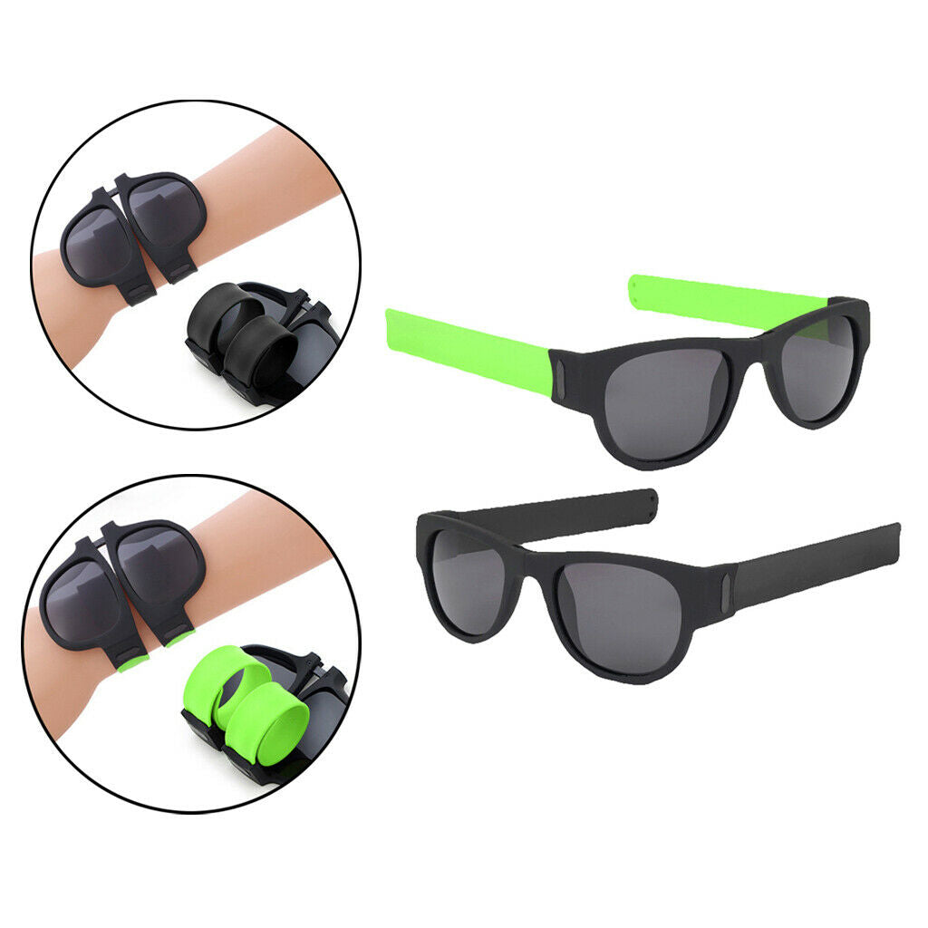 2pcs Fashion Folding Sunglasses Outdoor Sun Glasses Slap Traveling Eyewear