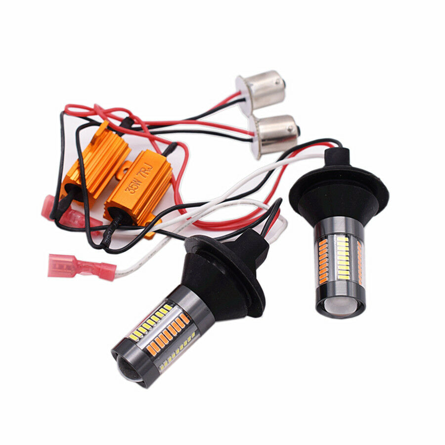 2pc 1156/ BAU15S 66SMD DRL white turn yellow Turn Signal Light Error Free Canbus