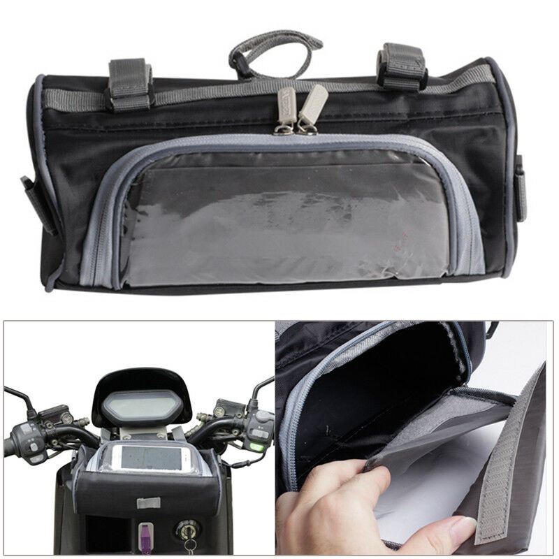 Motorcycle Moped Scooter Handlebar Bag Fork Storage Shoulder Pack w/ Phone Case