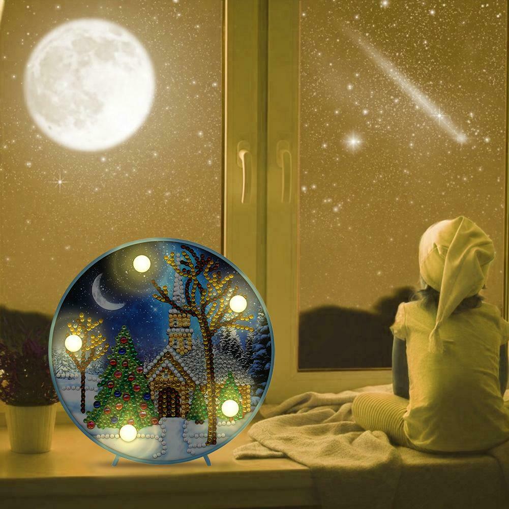 DIY Special Shaped Diamond Painting Christmas Tree House Light Home Decor @