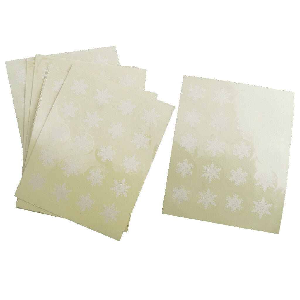 White Snowflake Stickers Round 25mm Self-Adhesive Transparent Background