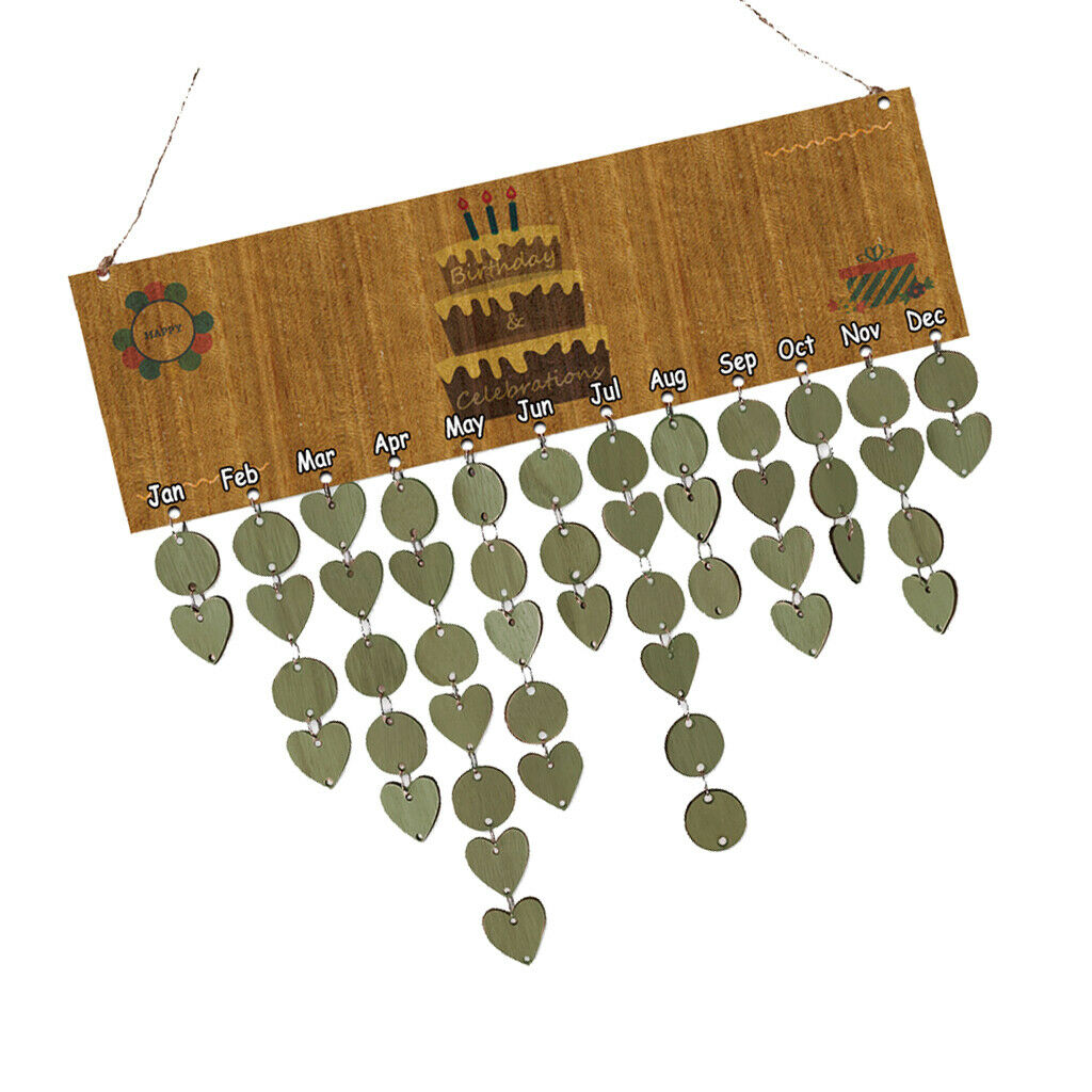 Rustic Wooden Calendar Wall Hanging Borad Plaque Birthday Special Day Reminder