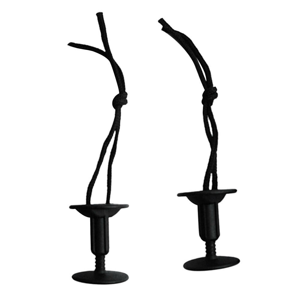 2Pcs Black  Leash Plug With Leash Cords Strings -50mm Thickness