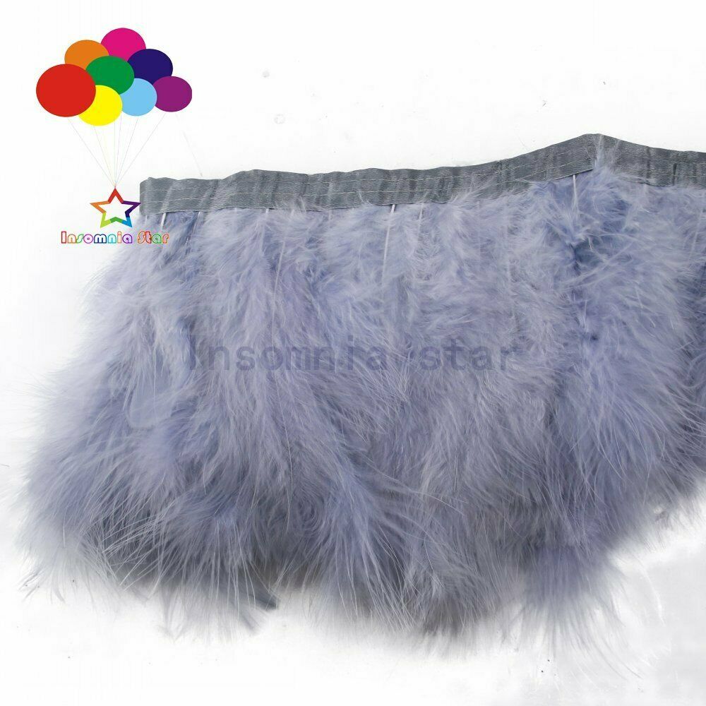 Wholesale cool grey 2 meter Marabou Feather Trim Fringe for Crafts Sewing Dress