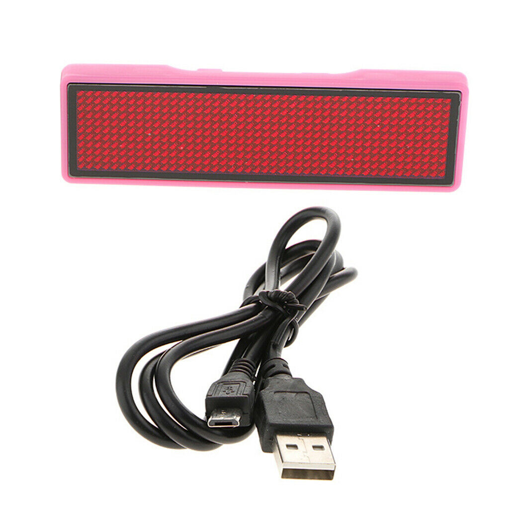 Programmable 4 Words LED Scrolling Bar Badge Name Tag Pink Shell Red Word
