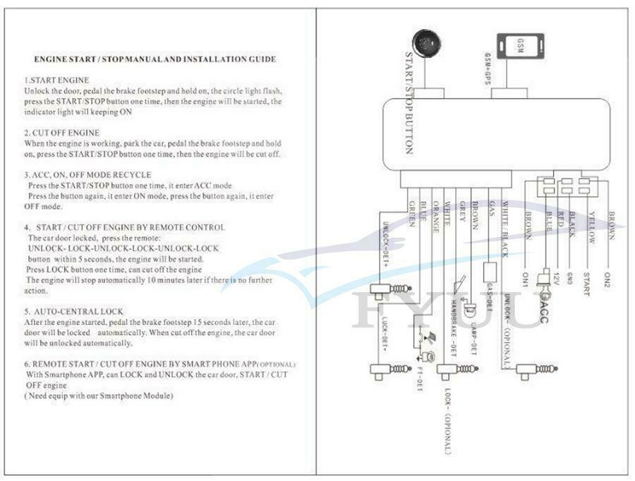 Car Engine One Key Start Sound Stop Push Alarm System App Control Engine Start
