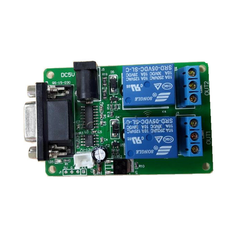 DC 5V 2CH RS232 DB9 Serial Control Relay 9-12V 2 Channel Switch Board for SCM PC