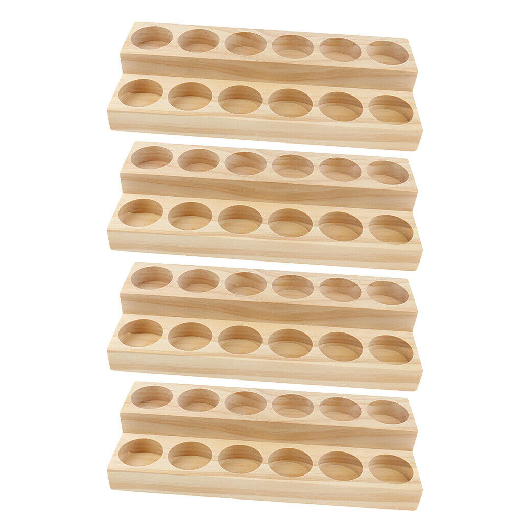 4x Wood 2 Tier Perfume Essential Oil Display Storage Organizer Rack Stand Holder